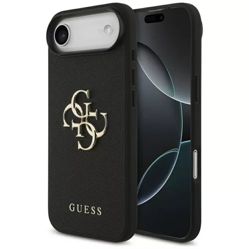 Guess - Keménytok 4G Szemcsézett Nagy és Klasszikus Logó (GUHCP17MPGT4MBK) - iPhone 17 Air - Fekete