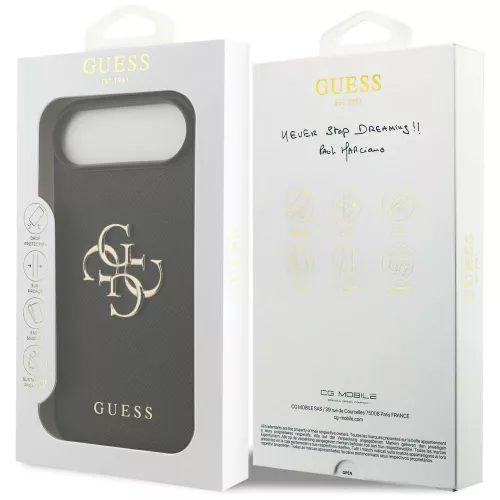 Guess - Keménytok 4G Szemcsézett Nagy és Klasszikus Logó (GUHCP17MPGT4MBK) - iPhone 17 Air - Fekete