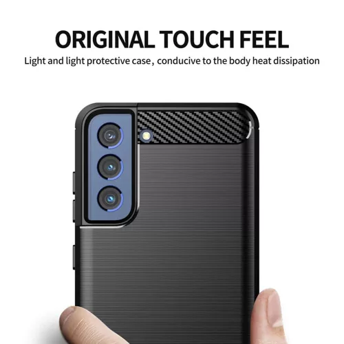 Techsuit - Carbon szilikon tok - Samsung Galaxy S21 FE - Fekete