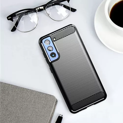 Techsuit - Carbon szilikon tok - Samsung Galaxy S21 FE - Fekete