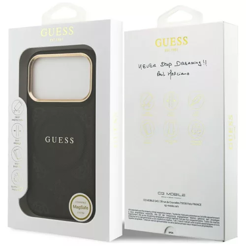 Guess - Bazsarózsás Hőpecsétes MagSafe (GUHMP17LPSAMSECK) - iPhone 17 Pro - Fekete