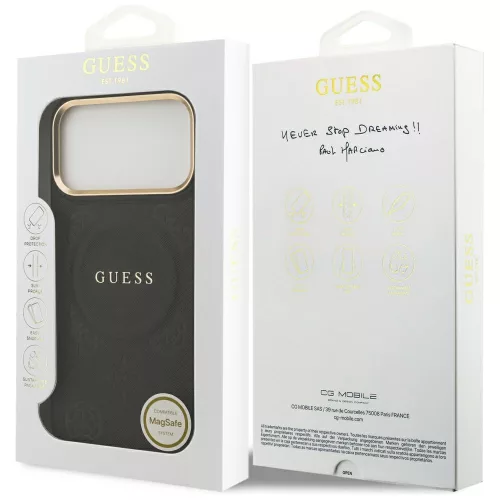 Guess - Bazsarózsás Hőpecsétes MagSafe (GUHMP17XPSAMSECK) - iPhone 17 Pro Max - Fekete