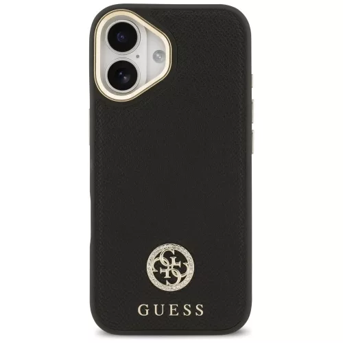 Guess - Grained Strass Logo MagSafe (GUHMP17SPGCRMDEK) - iPhone 17 - Black