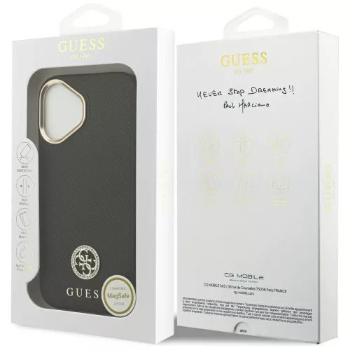 Guess - Grained Strass Logo MagSafe (GUHMP17SPGCRMDEK) - iPhone 17 - Black