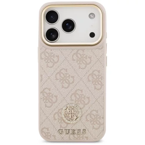 Guess - Keménytok 4G Strassz Logó MagSafe (GUHMP17LP4GRMDEP) - iPhone 17 Pro - Rózsaszín