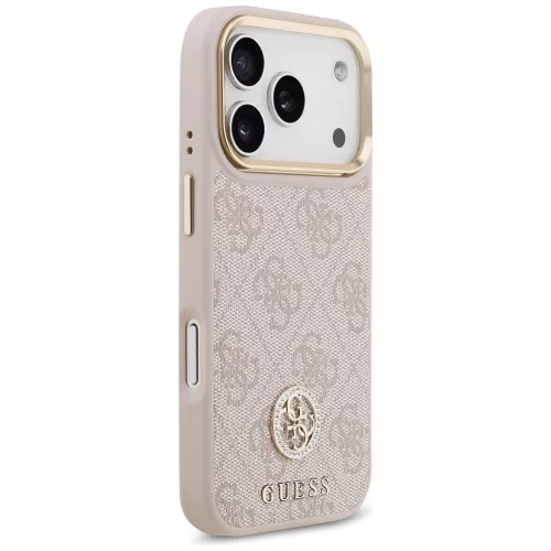 Guess - Keménytok 4G Strassz Logó MagSafe (GUHMP17LP4GRMDEP) - iPhone 17 Pro - Rózsaszín