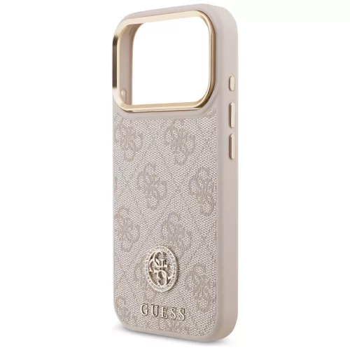 Guess - Keménytok 4G Strassz Logó MagSafe (GUHMP17LP4GRMDEP) - iPhone 17 Pro - Rózsaszín