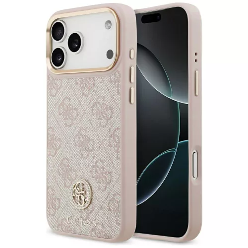 Guess - Keménytok 4G Strassz Logó MagSafe (GUHMP17XP4GRMDEP) - iPhone 17 Pro Max - Rózsaszín