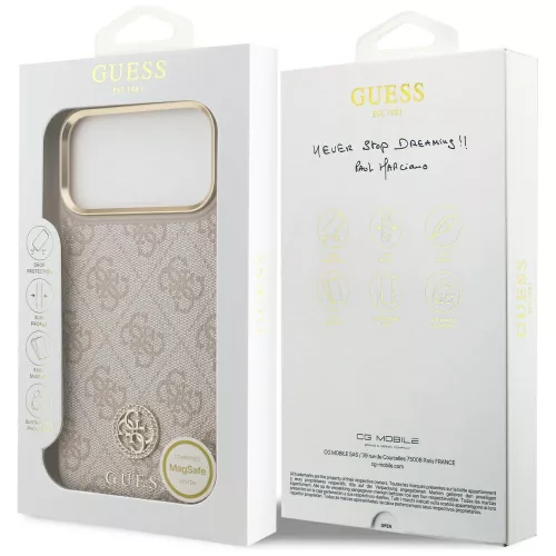 Guess - Keménytok 4G Strassz Logó MagSafe (GUHMP17XP4GRMDEP) - iPhone 17 Pro Max - Rózsaszín
