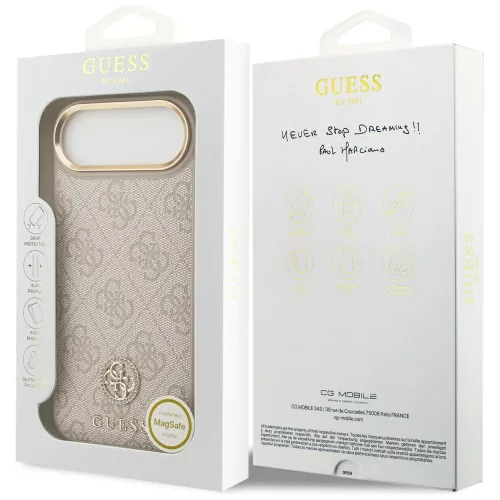 Guess - Keménytok 4G Strassz Logó MagSafe (GUHMP17MP4GRMDEP) - iPhone 17 Air - Rózsaszín
