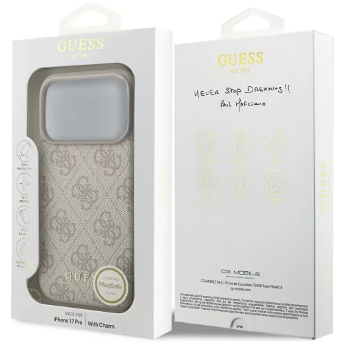 Guess - Keménytok 4G Díszítős Tartó MagSafe (GUHMP17LGF4GCP) - iPhone 17 Pro - Rózsaszín