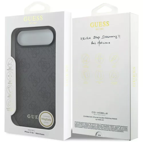Guess - Keménytok 4G Díszítős Tartó MagSafe (GUHMP17MGF4GCK) - iPhone 17 Air - Fekete