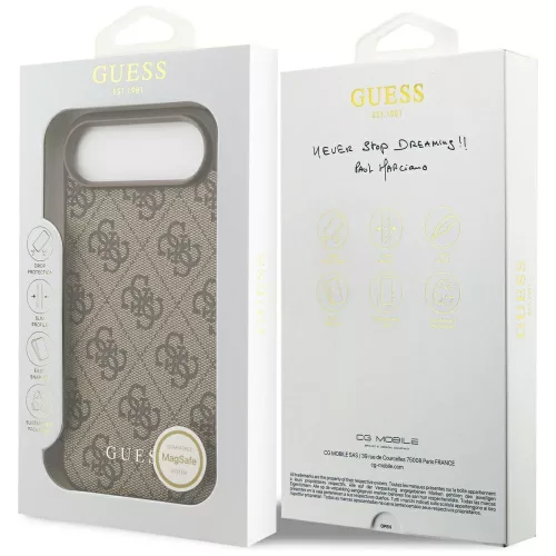 Guess - Keménytok 4G Díszítős Tartó MagSafe (GUHMP17MGF4GCW) - iPhone 17 Air - Barna