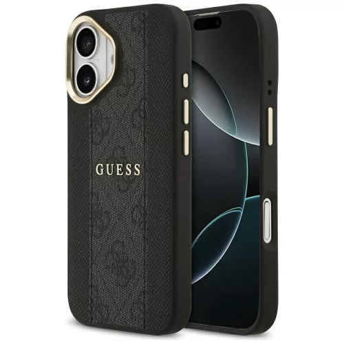 Guess - Keménytok 4G Csíkos MagSafe (GUHMP17SPG4SEMCK) - iPhone 17 - Fekete