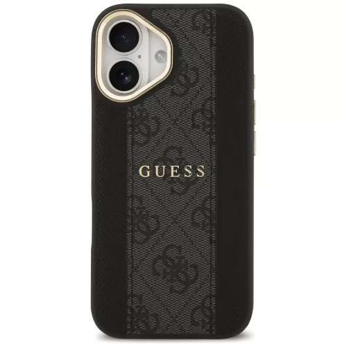 Guess - Keménytok 4G Csíkos MagSafe (GUHMP17SPG4SEMCK) - iPhone 17 - Fekete