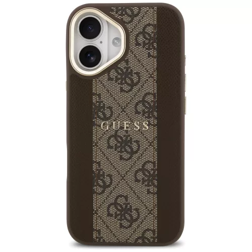 Guess - Keménytok 4G Csíkos MagSafe (GUHMP17SPG4SEMCW) - iPhone 17 - Barna