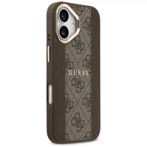 Guess - Keménytok 4G Csíkos MagSafe (GUHMP17SPG4SEMCW) - iPhone 17 - Barna