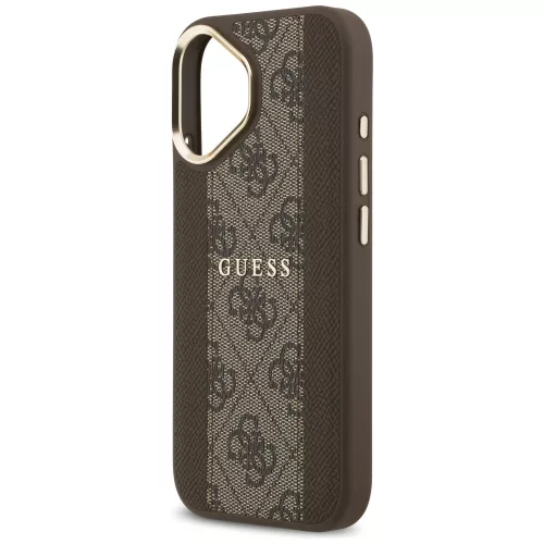 Guess - Keménytok 4G Csíkos MagSafe (GUHMP17SPG4SEMCW) - iPhone 17 - Barna