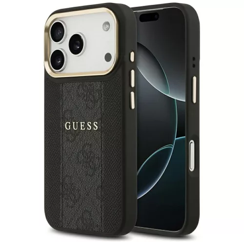 Guess - Keménytok 4G Csíkos MagSafe (GUHMP17LPG4SEMCK) - iPhone 17 Pro - Fekete