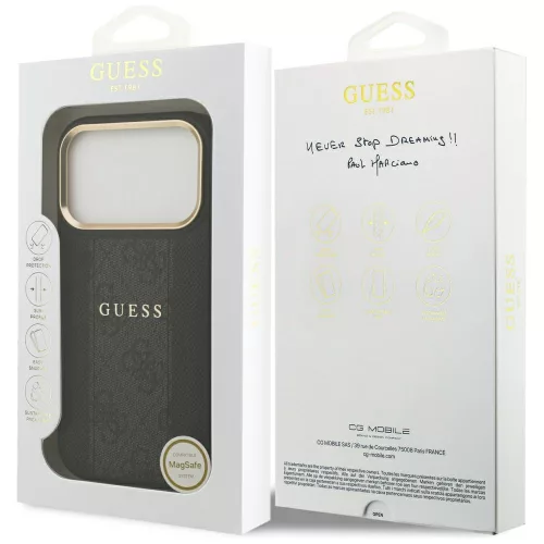 Guess - Keménytok 4G Csíkos MagSafe (GUHMP17LPG4SEMCK) - iPhone 17 Pro - Fekete