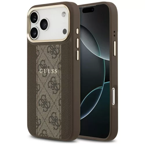 Guess - Keménytok 4G Csíkos MagSafe (GUHMP17LPG4SEMCW) - iPhone 17 Pro - Barna
