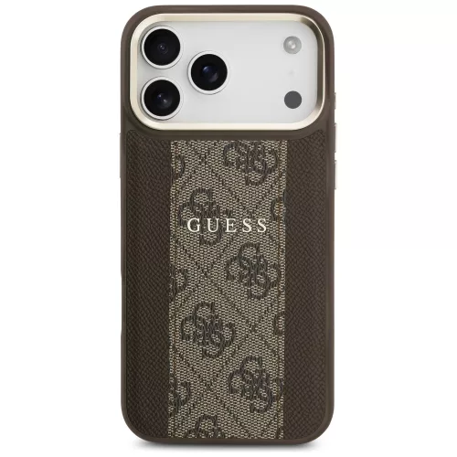 Guess - Keménytok 4G Csíkos MagSafe (GUHMP17LPG4SEMCW) - iPhone 17 Pro - Barna