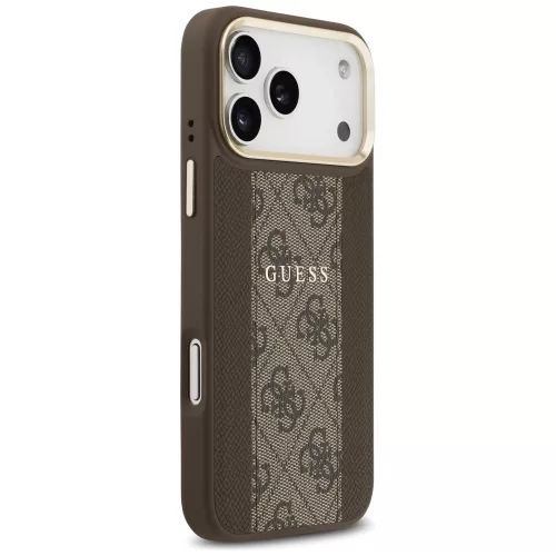 Guess - Keménytok 4G Csíkos MagSafe (GUHMP17LPG4SEMCW) - iPhone 17 Pro - Barna