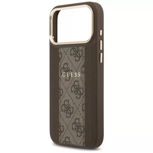 Guess - Keménytok 4G Csíkos MagSafe (GUHMP17LPG4SEMCW) - iPhone 17 Pro - Barna