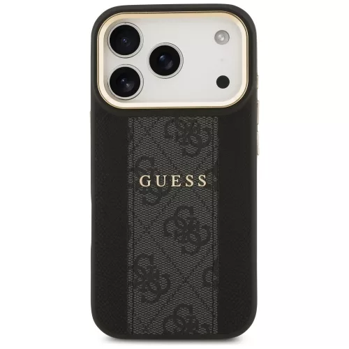 Guess - Keménytok 4G Csíkos MagSafe (GUHMP17XPG4SEMCK) - iPhone 17 Pro Max - Fekete