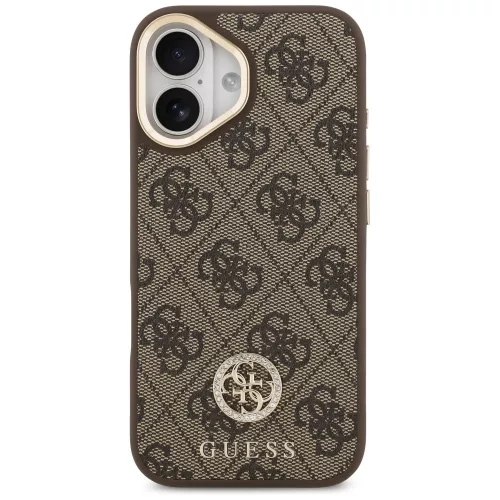Guess - Keménytok 4G Strassz Logó MagSafe (GUHMP17SP4GRMDEW) - iPhone 17 - Barna