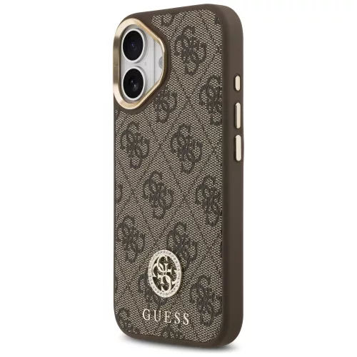Guess - Keménytok 4G Strassz Logó MagSafe (GUHMP17SP4GRMDEW) - iPhone 17 - Barna