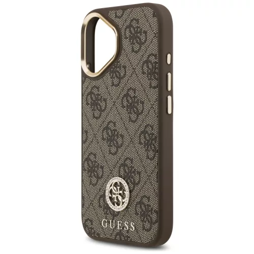 Guess - Keménytok 4G Strassz Logó MagSafe (GUHMP17SP4GRMDEW) - iPhone 17 - Barna