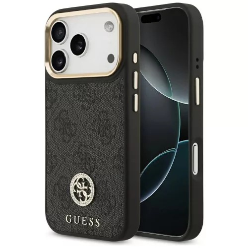 Guess - Keménytok 4G Strassz Logó MagSafe (GUHMP17LP4GRMDEK) - iPhone 17 Pro - Fekete