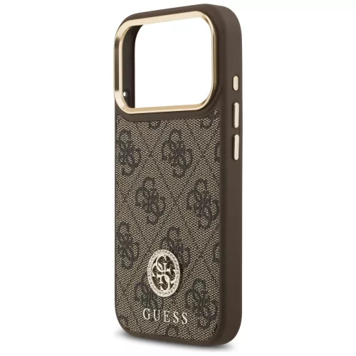 Guess - Keménytok 4G Strassz Logó MagSafe (GUHMP17LP4GRMDEW) - iPhone 17 Pro - Barna
