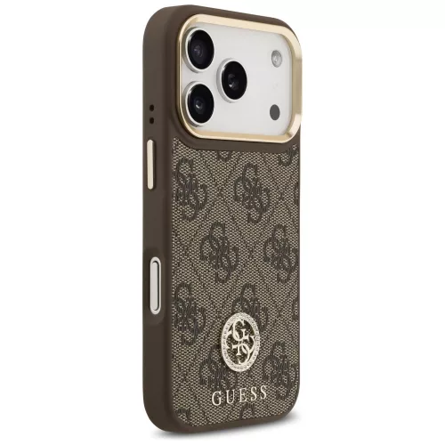 Guess - Keménytok 4G Strassz Logó MagSafe (GUHMP17LP4GRMDEW) - iPhone 17 Pro - Barna