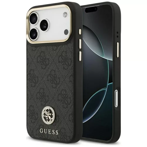 Guess - Keménytok 4G Strassz Logó MagSafe (GUHMP17XP4GRMDEK) - iPhone 17 Pro Max - Fekete