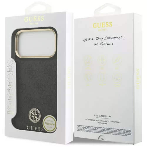 Guess - Keménytok 4G Strassz Logó MagSafe (GUHMP17XP4GRMDEK) - iPhone 17 Pro Max - Fekete