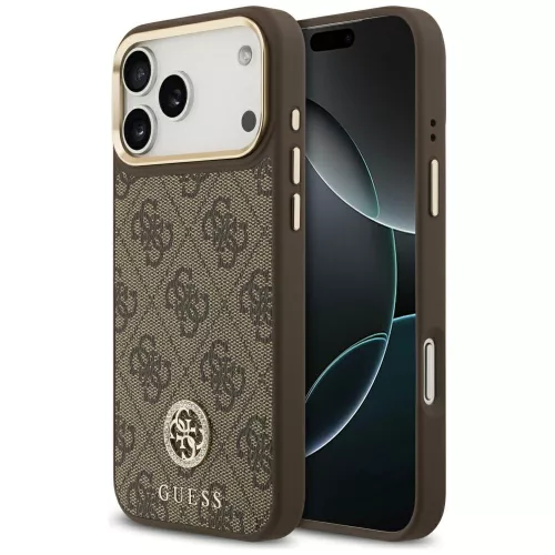 Guess - Keménytok 4G Strassz Logó MagSafe (GUHMP17XP4GRMDEW) - iPhone 17 Pro Max - Barna