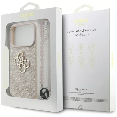 Guess - Keménytok 4G Klasszikus Logó Pánttal (GUHCP17LP4GMGSP) - iPhone 17 Pro - Rózsaszín