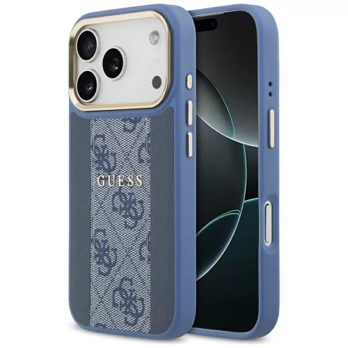 Guess - Keménytok 4G Csíkos MagSafe (GUHMP17LPG4SEMCB) - iPhone 17 Pro - Kék