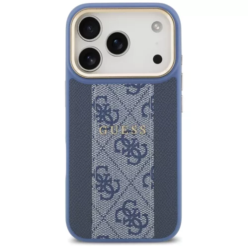 Guess - Keménytok 4G Csíkos MagSafe (GUHMP17LPG4SEMCB) - iPhone 17 Pro - Kék