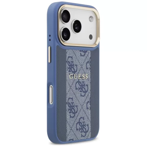 Guess - Keménytok 4G Csíkos MagSafe (GUHMP17LPG4SEMCB) - iPhone 17 Pro - Kék