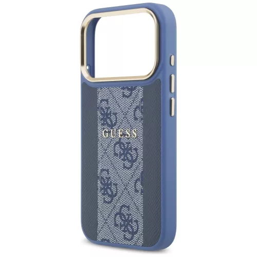 Guess - Keménytok 4G Csíkos MagSafe (GUHMP17LPG4SEMCB) - iPhone 17 Pro - Kék