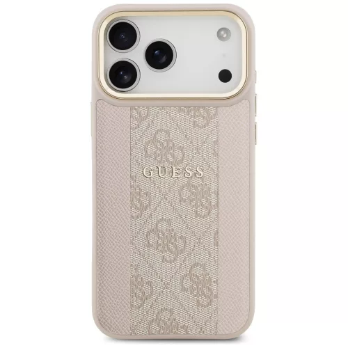 Guess - Keménytok 4G Csíkos MagSafe (GUHMP17XPG4SEMCP) - iPhone 17 Pro Max - Rózsaszín