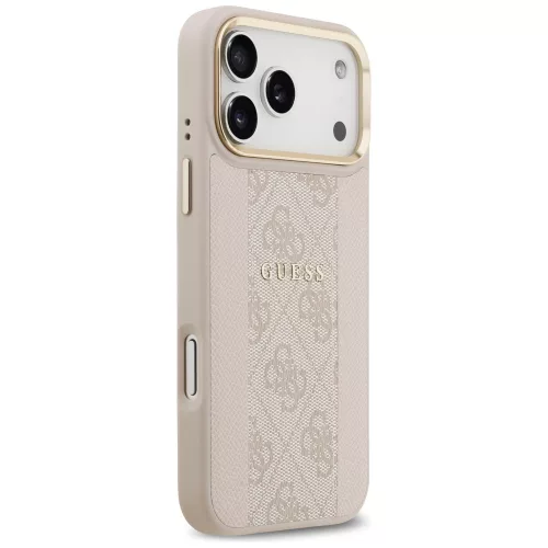 Guess - Keménytok 4G Csíkos MagSafe (GUHMP17XPG4SEMCP) - iPhone 17 Pro Max - Rózsaszín