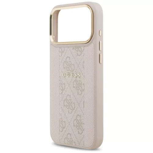 Guess - Keménytok 4G Csíkos MagSafe (GUHMP17XPG4SEMCP) - iPhone 17 Pro Max - Rózsaszín