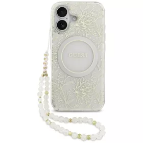   Guess - IML Virágos Gyöngypánttal MagSafe (GUHMP17SHCPOFPH) - iPhone 17 - Fehér