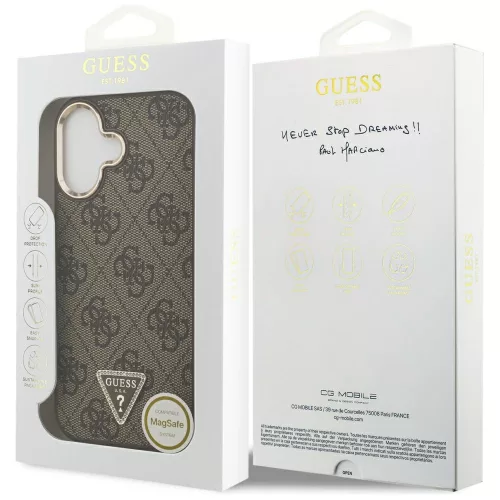 Guess - Keménytok 4G Háromszög Logó MagSafe (GUHMP17SP4GTDGMW) - iPhone 17 - Barna