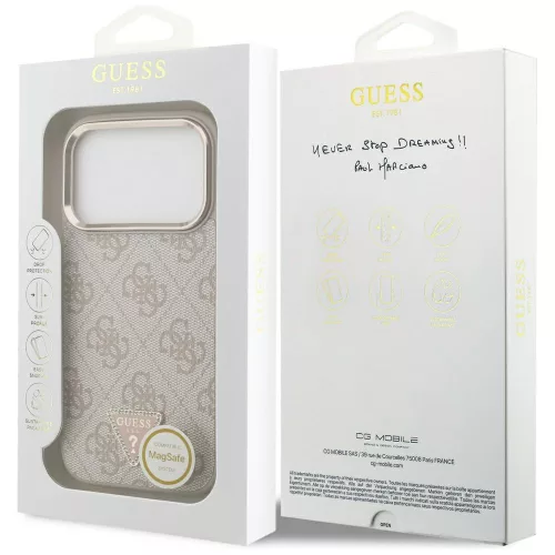 Guess - Keménytok 4G Háromszög Logó MagSafe (GUHMP17LP4GTDGMP) - iPhone 17 Pro - Rózsaszín