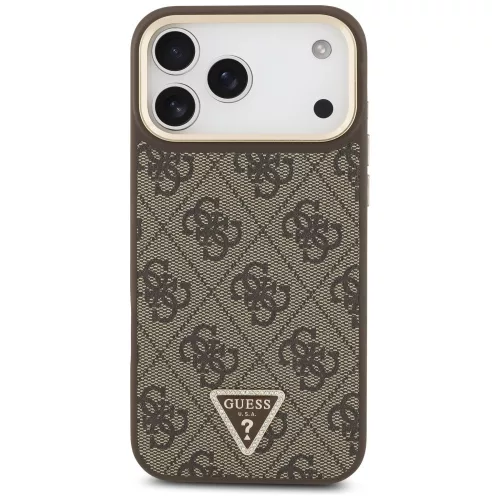 Guess - Keménytok 4G Háromszög Logó MagSafe (GUHMP17LP4GTDGMW) - iPhone 17 Pro - Barna